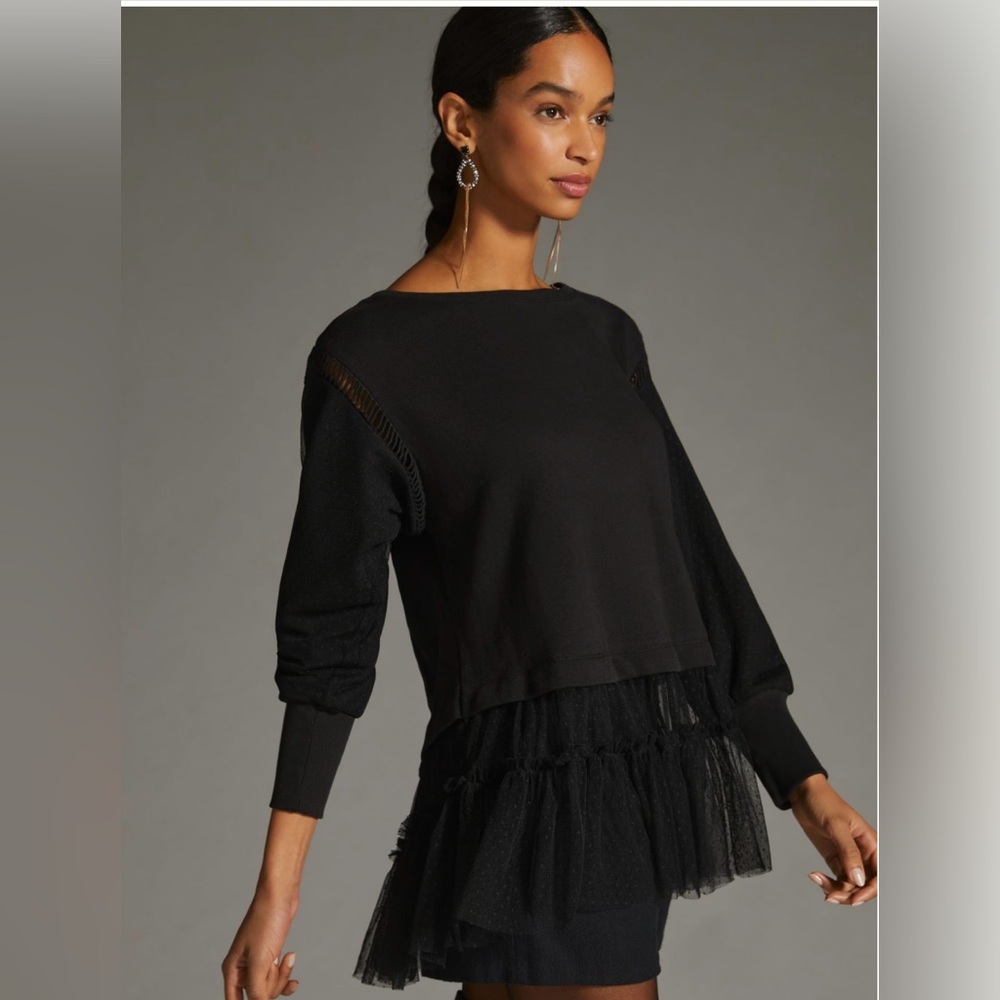 Anthropologie Tulle Black Sweatshirt